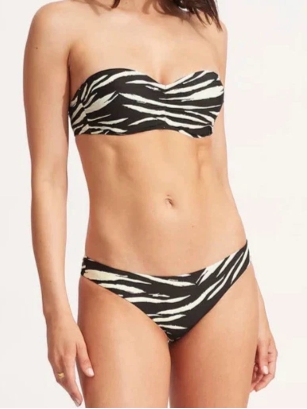 Seafolly Black and White Zebra Bandeau Bikini Top